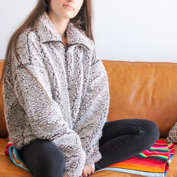 *Thread + Supply 3/4 Zip Grey Teddy Sweater - Picture 10 of 10